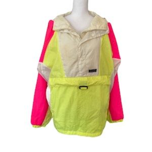 White Sierra- Vintage 90's Neon Windbreaker - L